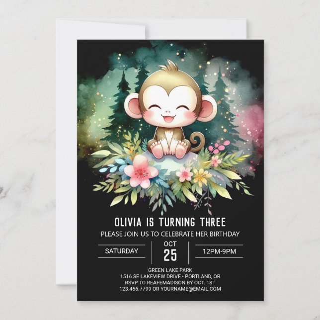Happy Monkey Birthday Invitation (Front)