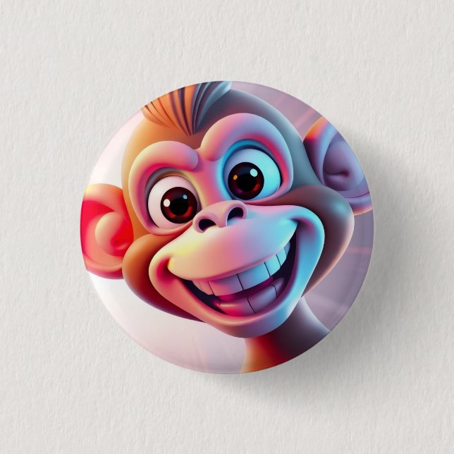 Happy Monkey Jungle Vibes 1 Inch Round Button (Front)