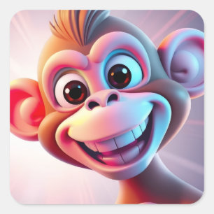 Happy Monkey Jungle Vibes Square Sticker