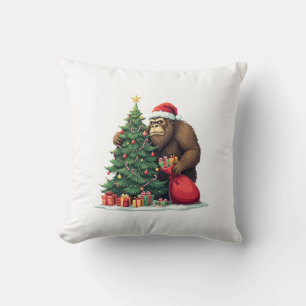 Happy monkey throw pillow