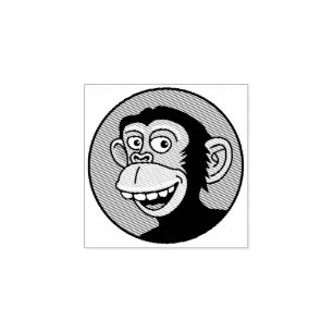 Happy Monkey Wood Art Stamp