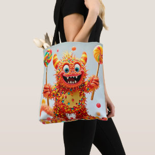Happy Monster Candy Delight Design Tote Bag