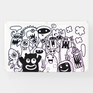 HAPPY MONSTER DOODLE CRITTER Banner
