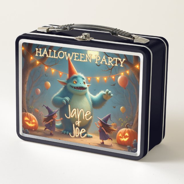 Happy Monster Halloween Party for Kids Metal Lunch Box (Front)