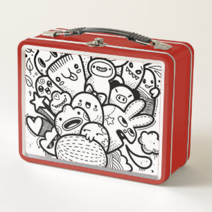 HAPPY MONSTER RED CUSTOM NAME Metal Lunchbox