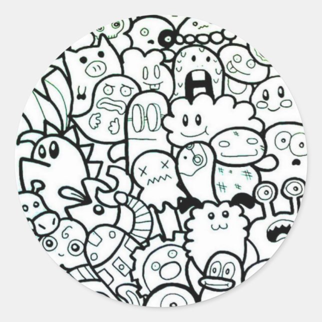 HAPPY MONSTER ROUND STICKERS CUSTOMIZABLE (Front)