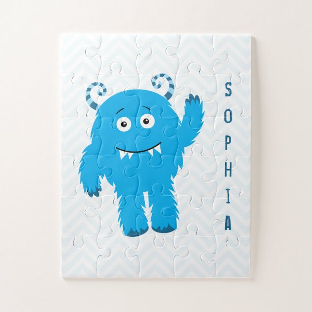 Happy Monster with First Name, Little Kid Jigsaw Puzzle (Vertical)