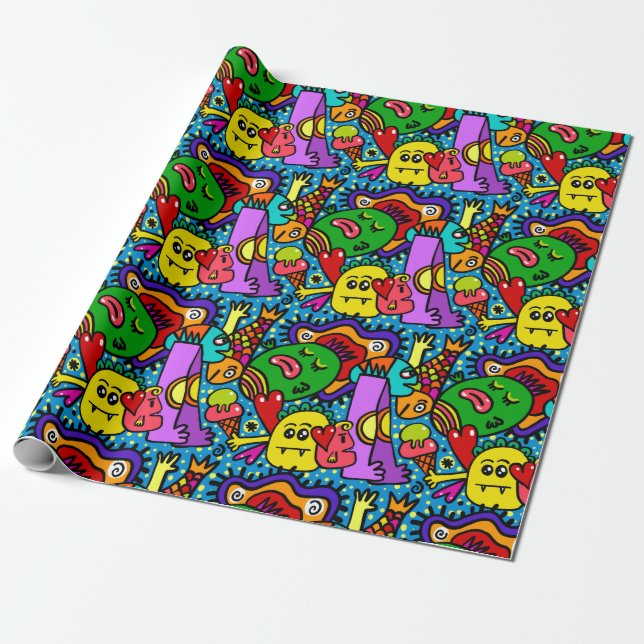 HAPPY MONSTER Wrapping Paper (Unrolled)