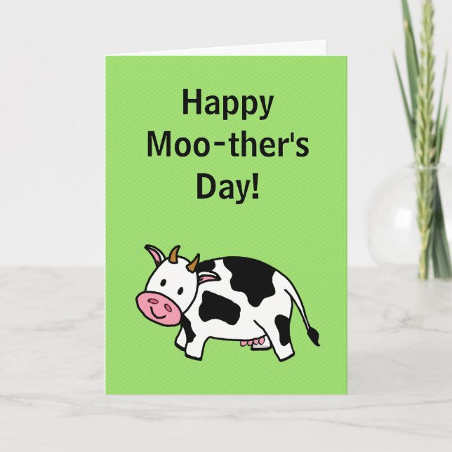 Happy Moo-ther's Day Moo Cow with Pink Udder Card (Front)