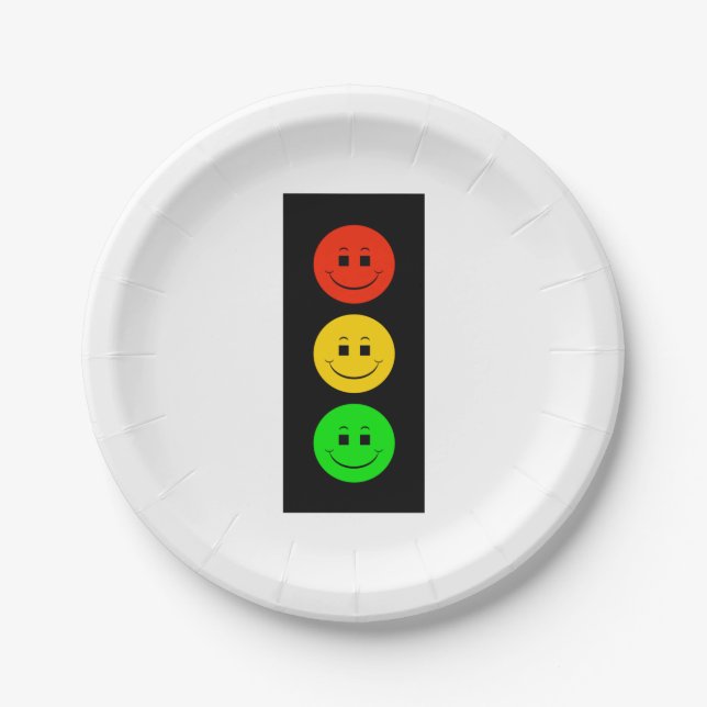Happy Moody Stoplight  Paper Plate (Front)