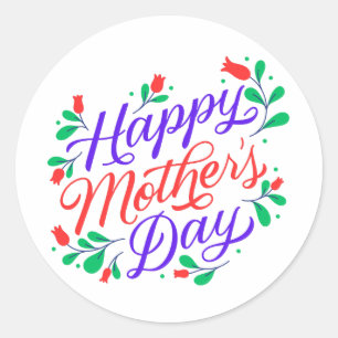 Happy mother day classic round sticker