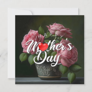 Happy mother day floral bouquet heart card