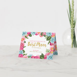 Happy Mother Day Pink & Blue Flowers Frame Card