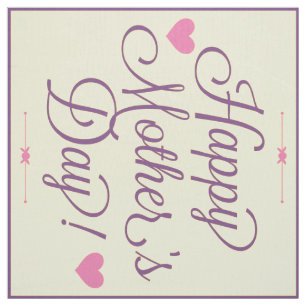 Happy Mother Day Text In Purple And Pink Fabric