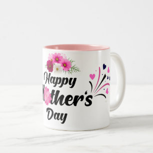Happy Mother day unique modern design for gift Two-Tone Coffee Mug