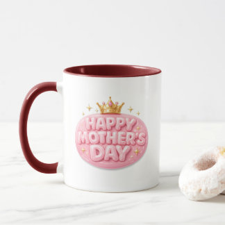 Happy Mother’s Day Crown Bubble Font Mug