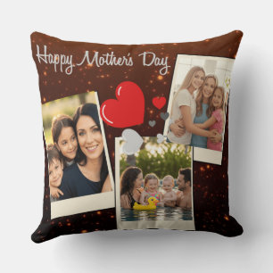 Happy Mother’s Day Custom Photo Collage Throw Pillow
