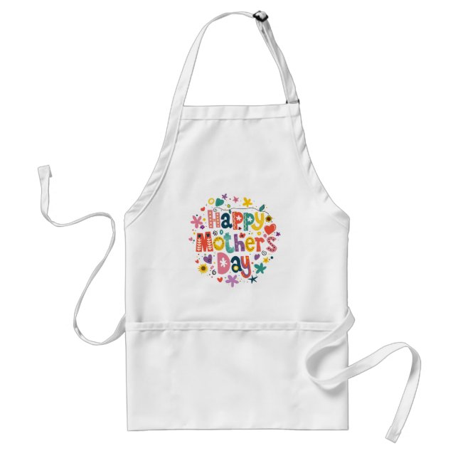 Happy Mother’s Day Floral Cool Stylish Lettering Standard Apron (Front)