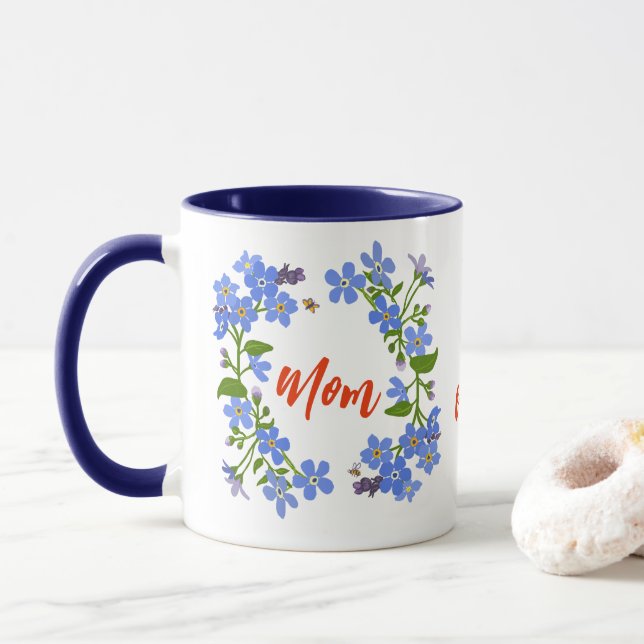 Happy Mother’s Day floral forget me not love Mug (With Donut)