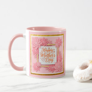Happy Mother’s Day Floral Gold Frame and Pink Mug
