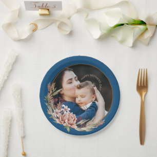 Happy Mother’s Day Floral Photo Card for Daughter Paper Plate