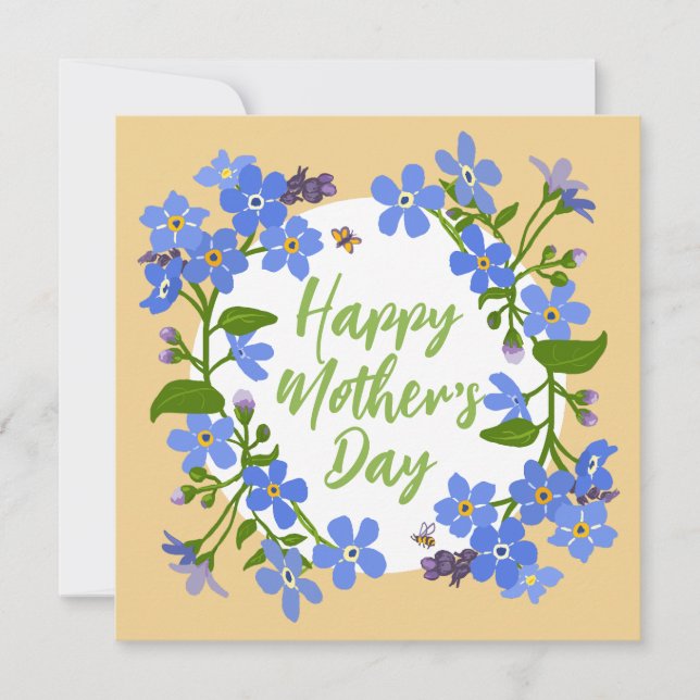 Happy Mother’s Day forget me not’s greeting card (Front)
