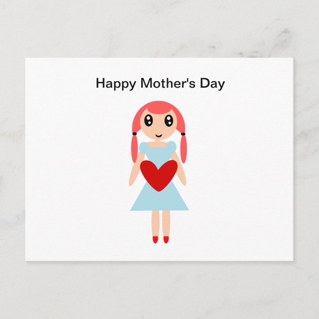 Happy Mother’s day Girl with Heart Postcard (Front)