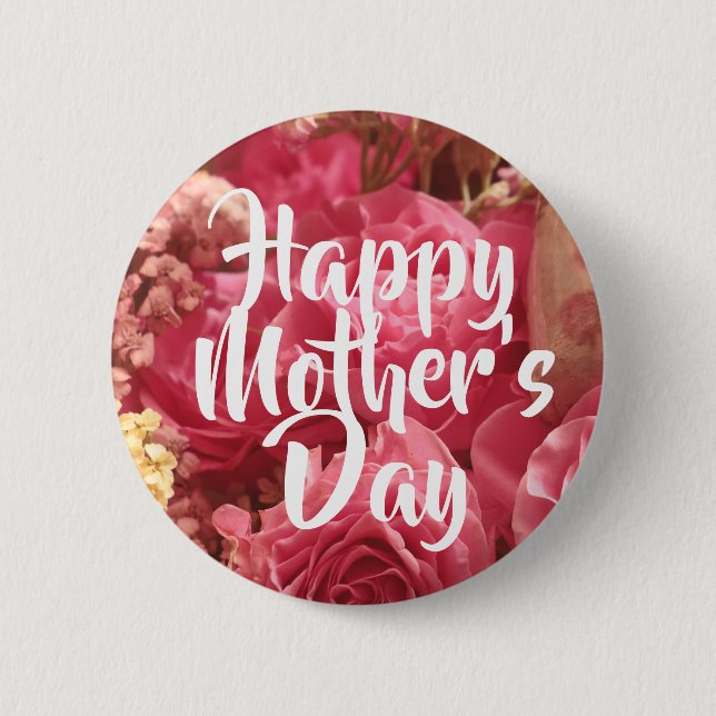 Happy Mother’s Day Heart Roses 2 Inch Round Button (Front)