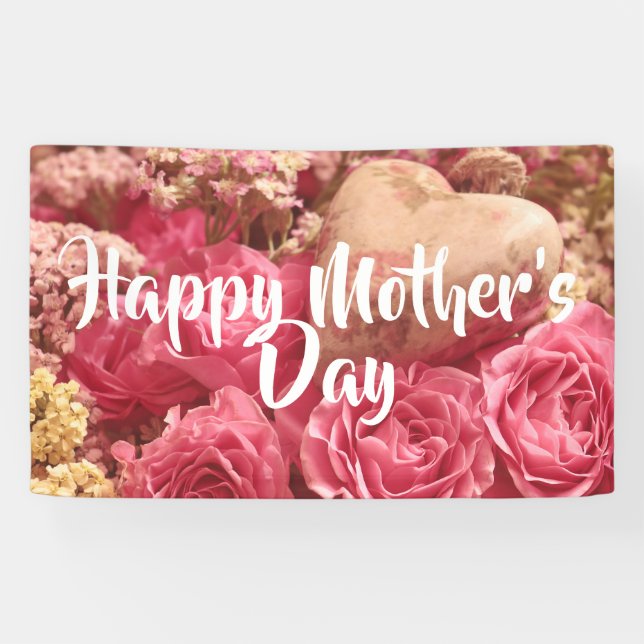 Happy Mother’s Day Heart Roses Banner (Horizontal)