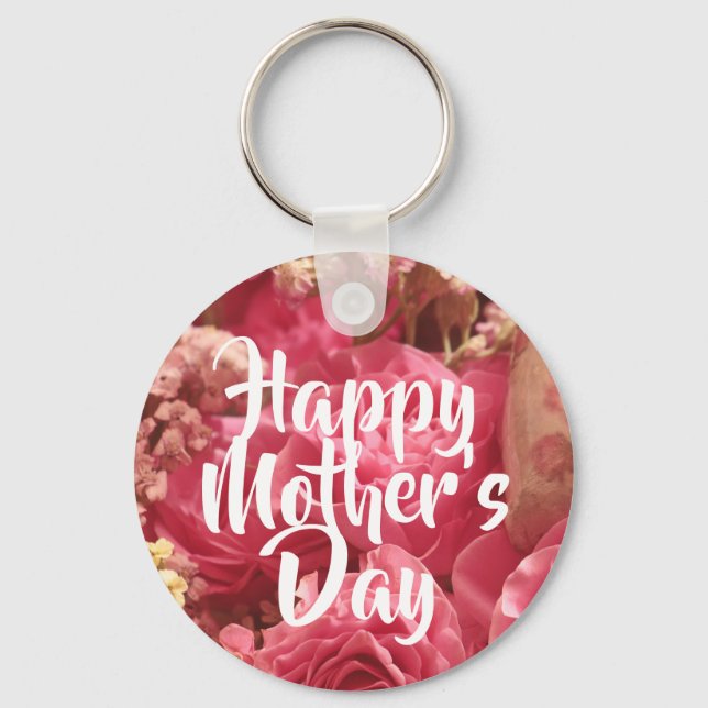 Happy Mother’s Day Heart Roses Keychain (Front)