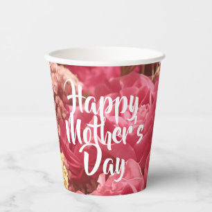 Happy Mother’s Day Heart Roses Paper Cups