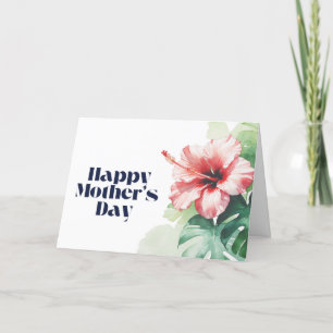 Happy Mother’s Day Hibiscus Watercolor Tropical Thank You Card