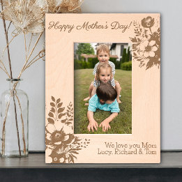 Happy Mother’s Day Personalized Boho Floral  Etched Frames