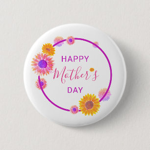 Happy Mother’s Day Pink Floral Circle 2 Inch Round Button