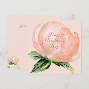 Happy Mother’s Day Pink Floral Watercolor Script Holiday Card