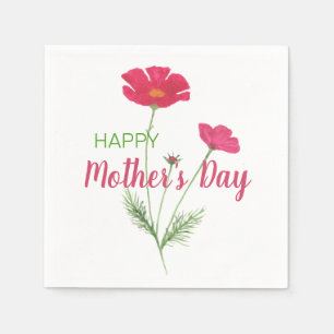 Happy Mother’s Day Pink Watercolor Floral Napkin