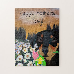 Happy Mother’s Day Puppy Flower Bouquet Jigsaw Puzzle