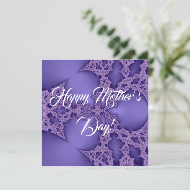 Happy Mother’s Day , purple fractal Card (Standing Front)