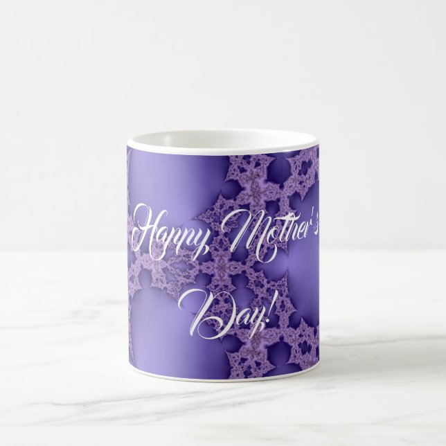 Happy Mother’s Day , purple fractal Coffee Mug (Center)
