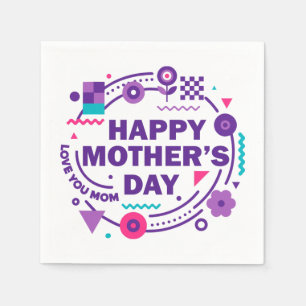 Happy Mother’s Day Retro Style Love You Mom Napkin