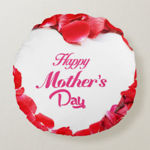 Happy Mother’s Day Rose Petal Circle Art Round Pillow
