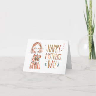 Happy Mother’s Day Sketch Style Folded Card 