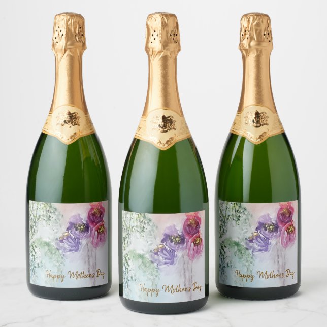 Happy Mother’s Day Sparkling Wine Label (Bottles)