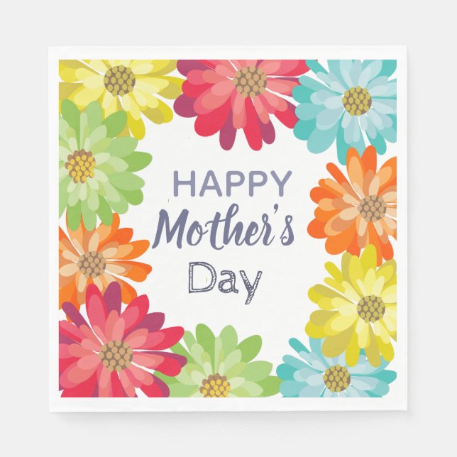 Happy Mother’s Day spring colourful flowers Napkin (Front)