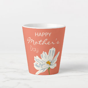 Happy Mother’s Day White  Artistic Flower  Latte Mug