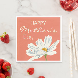 Happy Mother’s Day White  Artistic Flower  Napkin