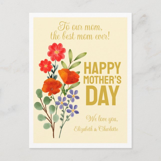 Happy Mother’s Day Wildflowers To Our Mom Holiday Postcard (Front)