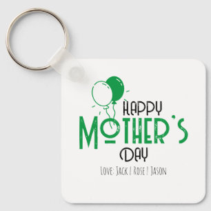 Happy Mother’s Day with Green Balloons Keychain