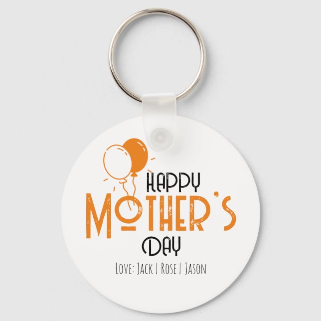 Happy Mother’s Day with Orange Balloons Keychain (Front)