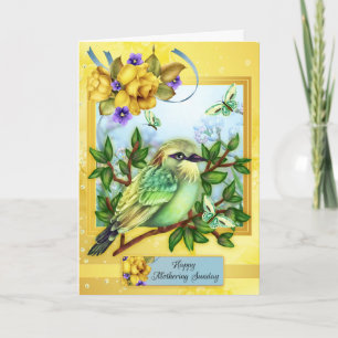 Happy Mothering Sunday, With Bird Butterflies Card
